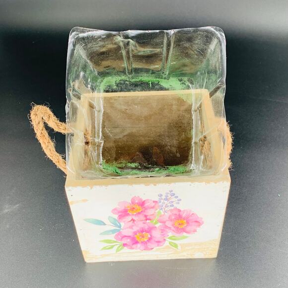 Decorative Wooden Box Tina Wenke Small Rope Handle Pink Floral Arrangement Gift - Picture 9 of 12